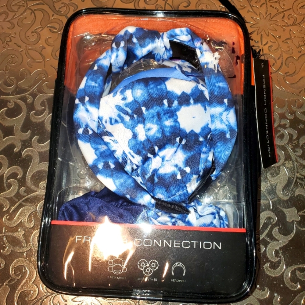French Connection Accessories includes ( 2 Masks, 1 Headband, and 3 Scrunchies)